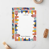 Neighborhood Block City Houses Pattern Mitteilungskarte (Vorderseite/Rückseite Beispiel)