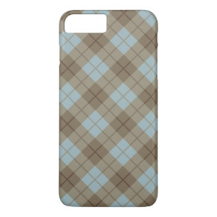 Neigung kariert im Blau und in Brown Case-Mate iPhone Hülle