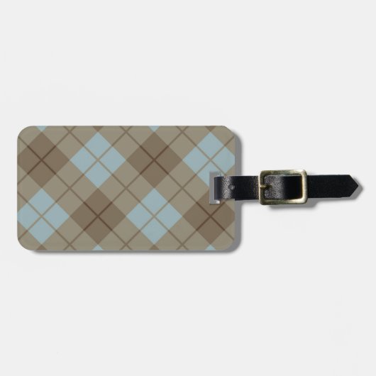 Neigung kariert im Blau und in Brown Gepäckanhänger (Vorderseite horizontal)