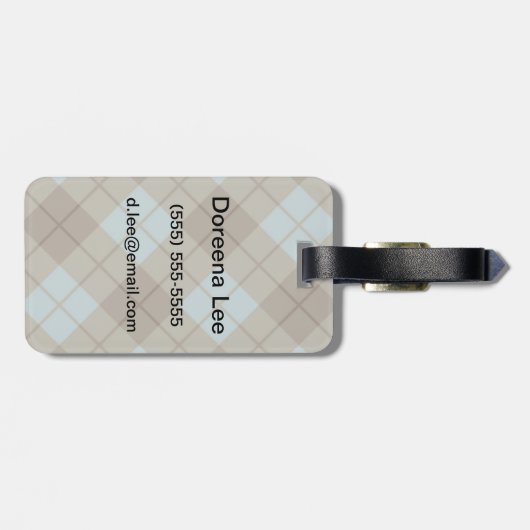 Neigung kariert im Blau und in Brown Gepäckanhänger (Rückseite horizontal)