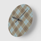 Neigung kariert im Blau und in Brown Runde Wanduhr (Winkel)