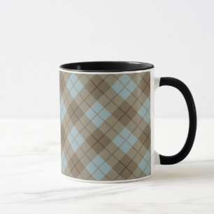 Neigung kariert im Blau und in Brown Tasse