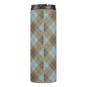 Neigung kariert im Blau und in Brown Thermosbecher (Rückseite)