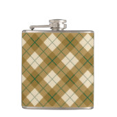 Neigung kariert im Gold mit grünem Streifen Flachmann (Vorderseite)