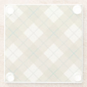 Neigung kariert im Gold mit grünem Streifen Glasuntersetzer (Rückseite)