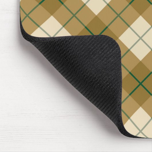 Neigung kariert im Gold mit grünem Streifen Mousepad (Ecke)