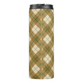Neigung kariert im Gold mit grünem Streifen Thermosbecher (Rückseite)