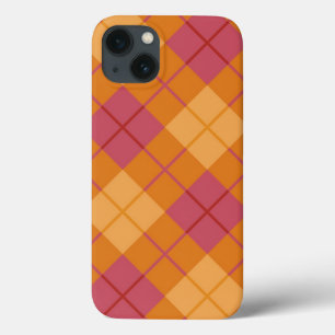 Neigung kariert in der Orange und im Rosa iPhone 13 Hülle