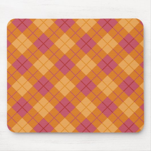 Neigung kariert in der Orange und im Rosa Mousepad (Vorne)