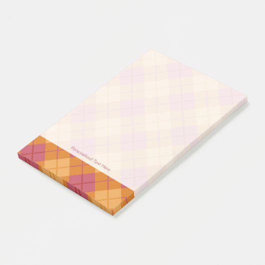 Neigung kariert in der Orange und im Rosa Post-it Klebezettel (angewinkelt)