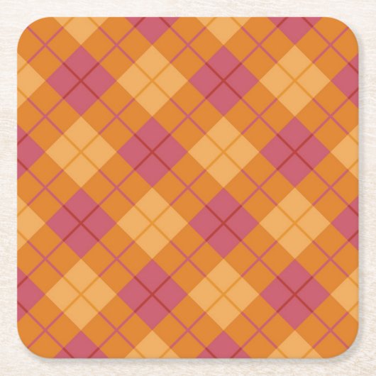Neigung kariert in der Orange und im Rosa Rechteckiger Pappuntersetzer (Vorderseite)
