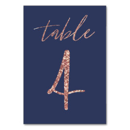 Nein, 4 - Glam Glitzer Rose Gold und Blue Wedding Tischnummer