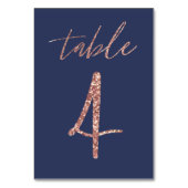 Nein, 4 - Glam Glitzer Rose Gold und Blue Wedding Tischnummer (Vorderseite)