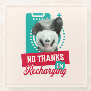Nein danke, ich lade Panda Bear Cub Battery wieder Glasuntersetzer