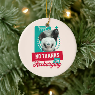 Nein danke, ich lade Panda Bear Cub Battery wieder Keramik Ornament