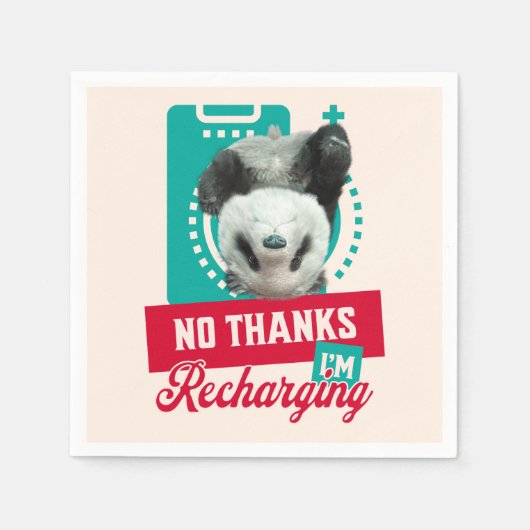 Nein danke, ich lade Panda Bear Cub Battery wieder Serviette (Vorderseite)