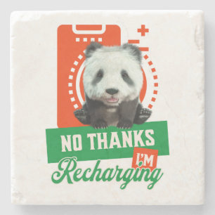 Nein danke, ich lade Panda Bear Cub Battery wieder Steinuntersetzer
