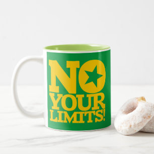 Nein, deine Grenzen! Gold Text Green BG Zweifarbige Tasse