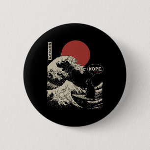 Nein. Die große Welle Kanagawa Lustige japanische Button