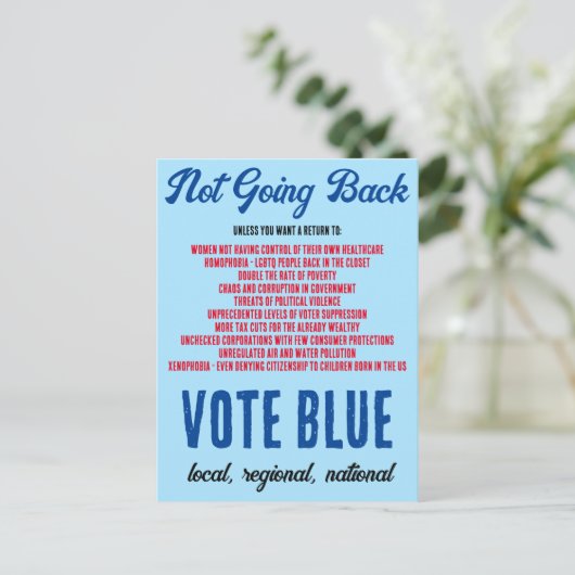 Nein, Nein! Blau nicht abstimmen Postkarte (Stehend Vorderseite)