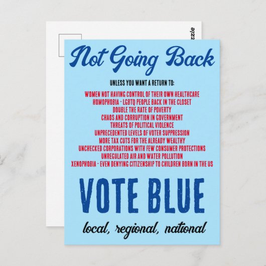 Nein, Nein! Blau nicht abstimmen Postkarte (Vorne/Hinten)