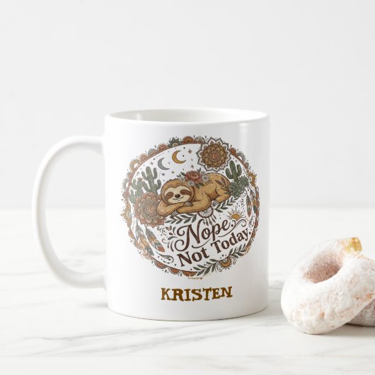 Nein. Nicht Heute. Süßes Faules Faultier Kaffeetasse (Mit Donut)
