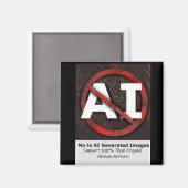 Nein zu AI 'Art' generierten Bildern Button Magnet (Vorderseite/Rückseite)