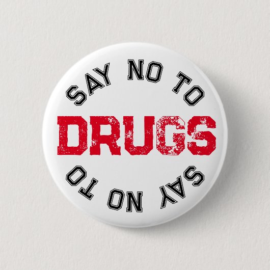 Nein zu Drogen - Einfache Aufkleber Button (Vorderseite)