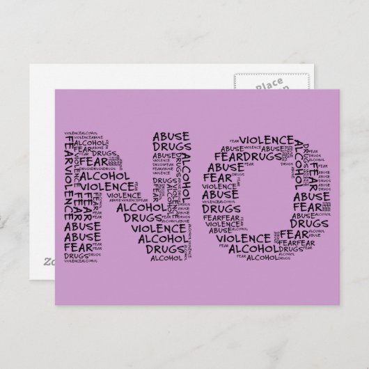 Nein zu Gewalt, Missbrauch, Drogen, Alkohol und An Postkarte (Vorne/Hinten)