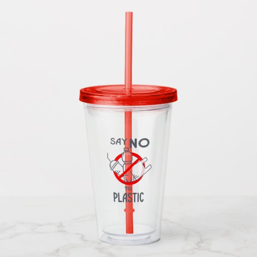 Nein zu Plastik Acryltrinkbecher (Vorderseite)