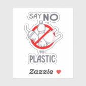 Nein zu Plastik sagen Aufkleber (Blatt)