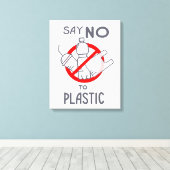 Nein zu Plastik sagen Leinwanddruck (Insitu (Holzboden))