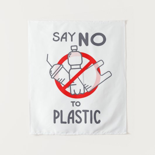 Nein zu Plastik Wandteppich (Vorderseite)