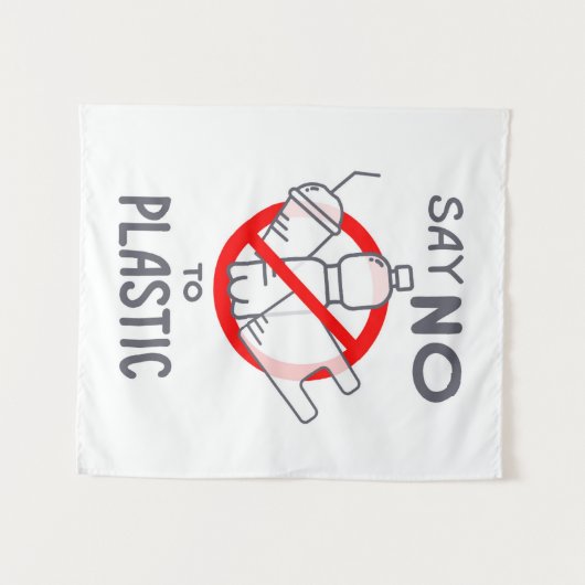 Nein zu Plastik Wandteppich (Vorderseite (Horizontal))