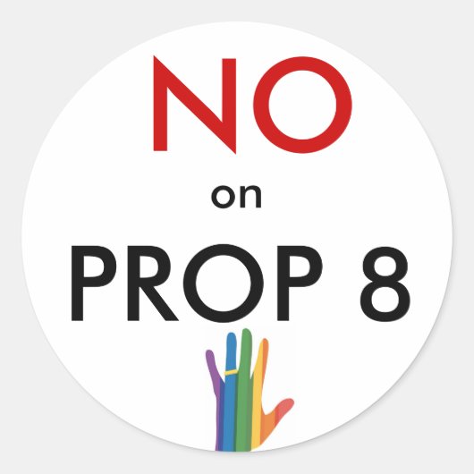 Nein zu Prop. 8 Runder Aufkleber (Vorderseite)