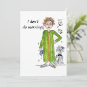Nein zum Morgens Funny Zitat Grüne Wasserfarbe Einladung (Stehend Vorderseite)