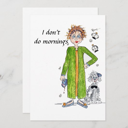 Nein zum Morgens Funny Zitat Grüne Wasserfarbe Einladung (Vorne/Hinten)