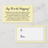 Nein zum Wrapping Baby Shooter Butter Yellow Gift Begleitkarte (Vorne/Hinten)