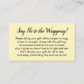 Nein zum Wrapping Baby Shooter Butter Yellow Gift Begleitkarte (Vorderseite)