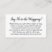 Nein zum Wrapping Baby Shooter White Gift Card Begleitkarte (Vorderseite)