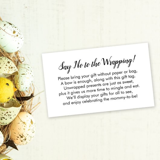 Nein zum Wrapping Baby Shooter White Gift Card Begleitkarte