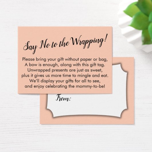Nein zum Wrapping Baby Showsalmon Geschenkkarte (Schreibtisch)