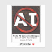 Nein zur AI 'Art' Generated Images Square Sticker (Blatt)