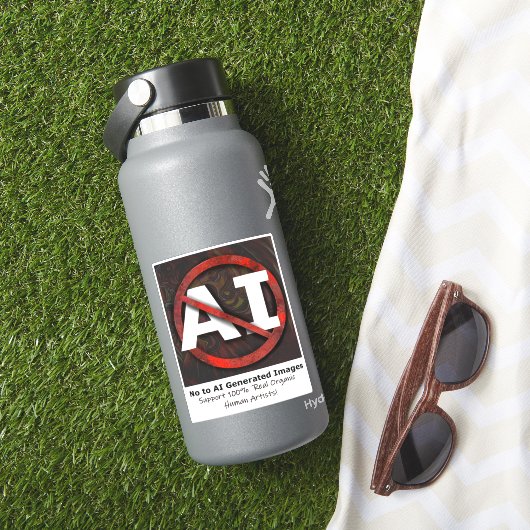Nein zur AI 'Art' Generated Images Square Sticker (HydroFlask Insitu)