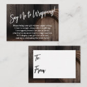 Nein zur Wrapping Wood Barrel Card Begleitkarte (Vorne/Hinten)