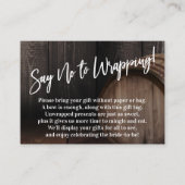 Nein zur Wrapping Wood Barrel Card Begleitkarte (Vorderseite)