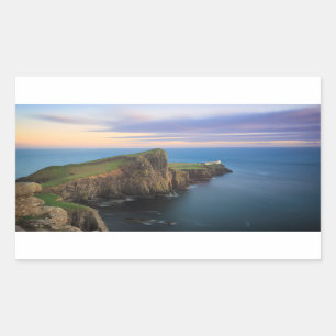 Neist Point Leuchtturm auf Skye bei Sonnenuntergan Rechteckiger Aufkleber