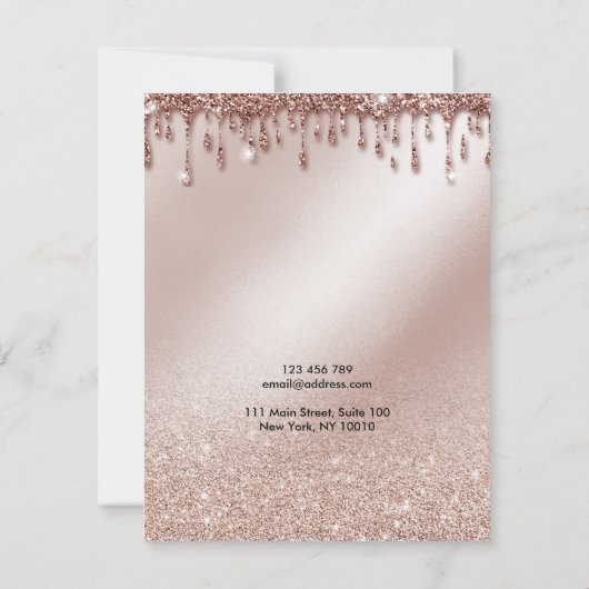 Nekklastische Grafikkarte Rose Gold Glitzer Einladung (Rückseite)