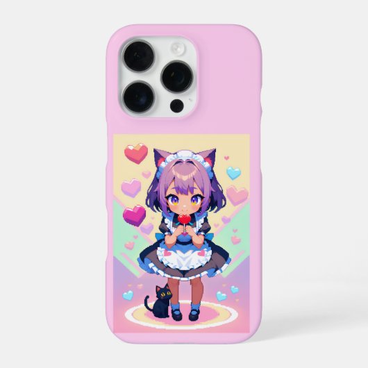 Neko Animes Pixelstil iPhone Hülle (Rückseite)