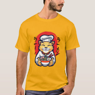 Neko Cat Japanischer Koch Niedlich Kawaii T-Shirt